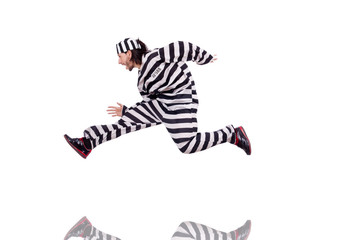 Prison inmate isolated on the white background