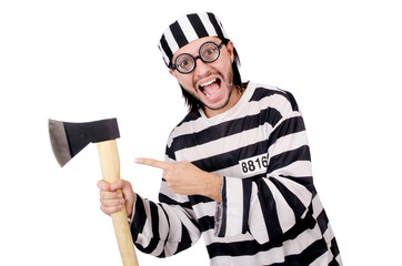 Prison inmate isolated on the white background