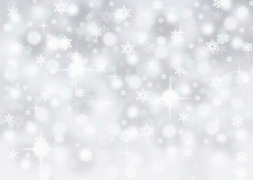 silver abstract falling snowflake bokeh background with sparkles