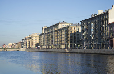 Naklejka premium Фонтанка у Вознесенского моста летним утром. Санкт-Петербург