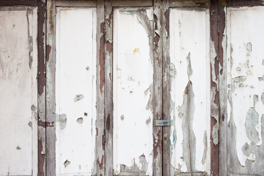 Old White Wood Door Weathered Background