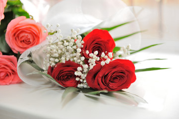 Bouquet of red roses decorated