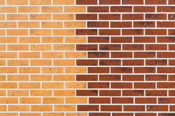 Two-tone mottled brick wall as background.