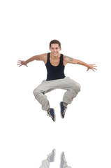 Man dancing isolated on the white