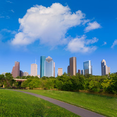Fototapeta na wymiar Huston skyline from Eleanor Tinsley park Texas US