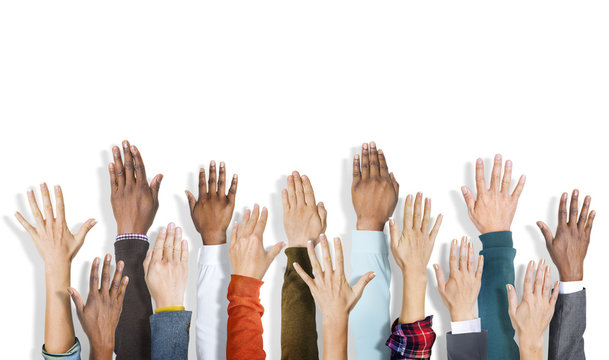 Group of Multiethnic Diverse Hands Raised