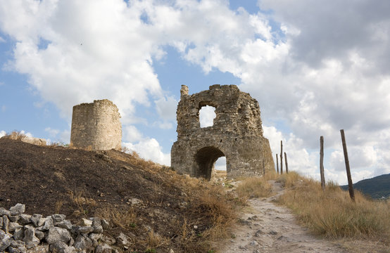 Ruins of the old fortress of Kalamita. Inkerman. Crimea