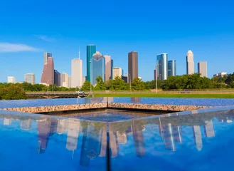 Gordijnen Houston skyline en Memorial reflectie Texas VS © lunamarina