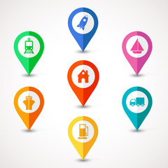 flat transport  map pins