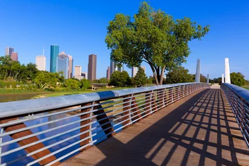Gordijnen Houston skyline from Memorial park at Texas US © lunamarina