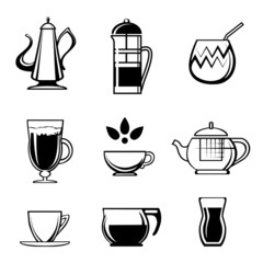 Tea Coffee or Chocolate Drink Icons