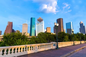 Gordijnen Houston skyline from Sabine St bridge Texas US © lunamarina