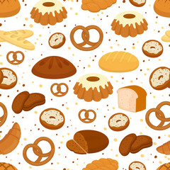 Bread and baking seamless pattern