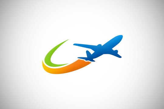 Airplane logo template icon design Royalty Free Vector Image