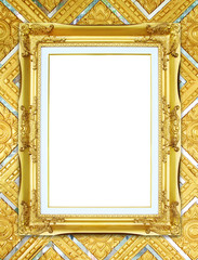 golden frame on Thai style buddha wall background