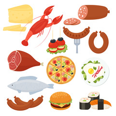 Traditional food icons for a menu