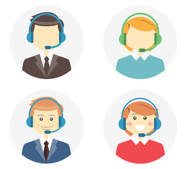 Call center operator icons