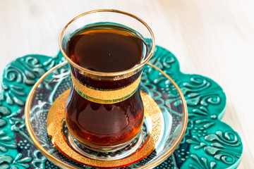 Traditional Turkish tea in a glass