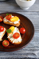 Bruschetta with soft feta cheese