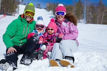 family on winter resort