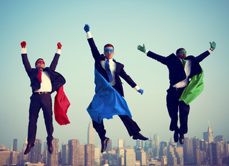 Superhero Businessmen Flying New York Concepts