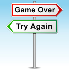 game over and try again directional sign