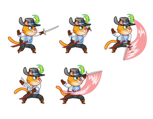 Musketeer Cat Attacking Sprite
