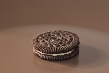Oreo. Chocolate cookies with creme filing isolated