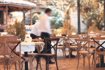 summer restaurant blurred background