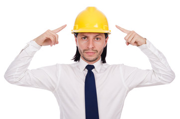 Young architect isolated on white