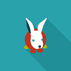 Pet rabbit flat icon with long shadow,eps10