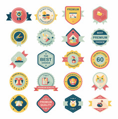 Pet badge flat banner design background set, eps10