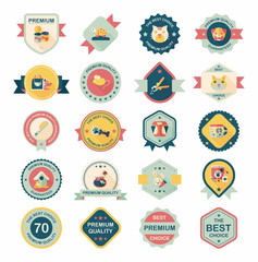 Pet badge flat banner design background set, eps10