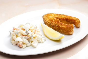 fried carp with potato salad