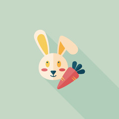Pet rabbit flat icon with long shadow,eps10