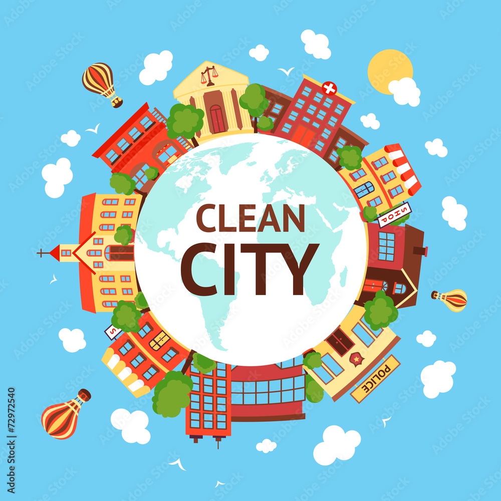 Sticker clean city scape background