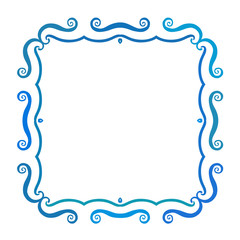 Vintage square frame with blue waves, vector