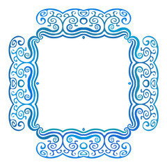 Vintage square frame with blue waves, vector