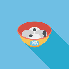 Chinese New Year tangyuan flat icon with long shadow,eps10