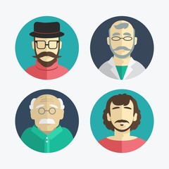 illustration of flat design. men icons.