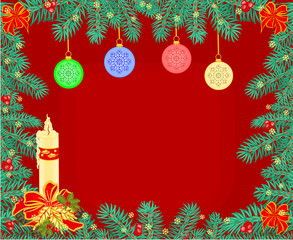 Christmas decoration frame background with candle vector