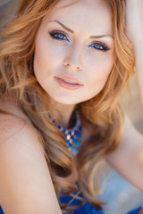 Naklejka premium Portrait Of Young Smiling Beautiful Woman.