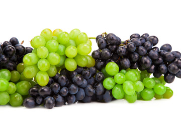 Bunch of white and black grapes.