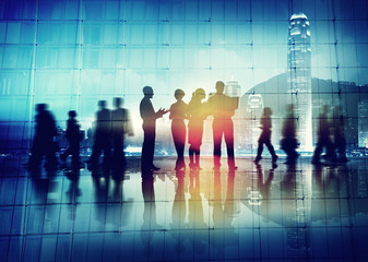 Silhouettes of Business People Working