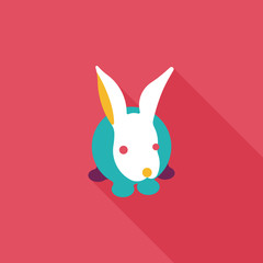 Pet rabbit flat icon with long shadow,eps10