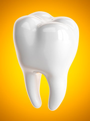 Tooth on a orange backgroun
