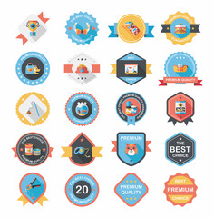 Pet badge flat banner design background set, eps10