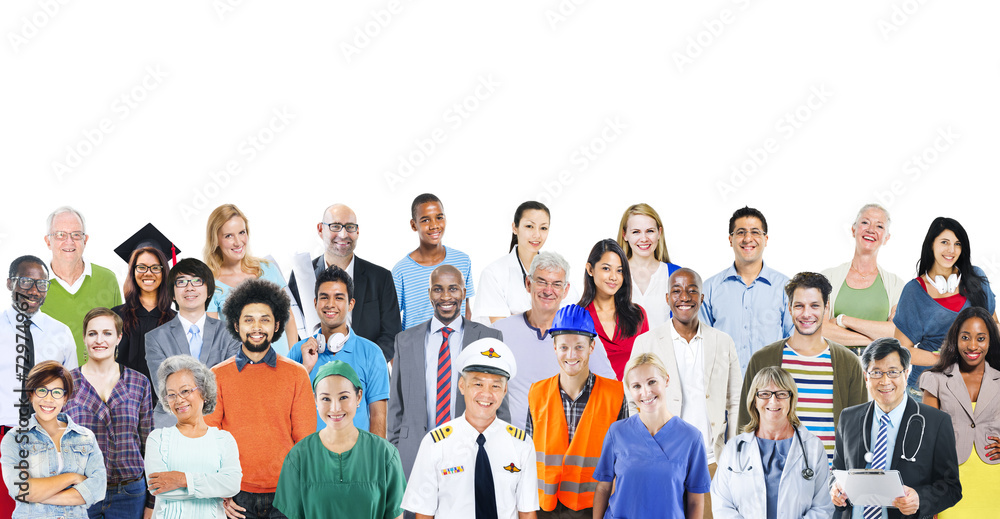 Wall mural Diverse Multiethnic People with Different Jobs - Wall murals