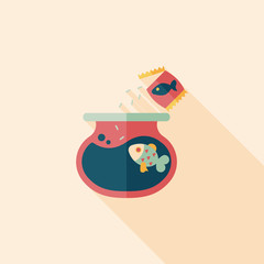 Pet fish flat icon with long shadow,eps10