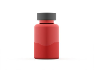Pills bottle red rendered isolated